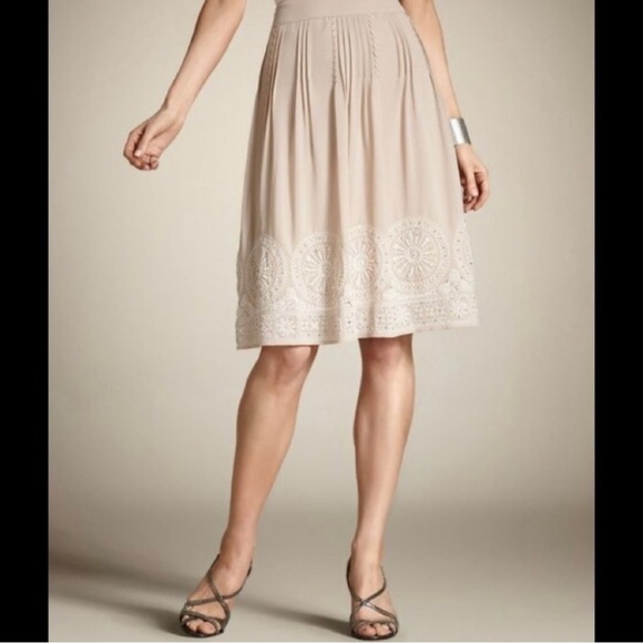 Boho vibe Chicos  poly organza embroidered A-line mid length skirt - Picture 6 of 8